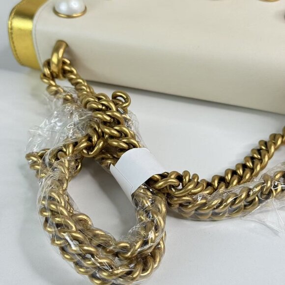 Gucci Black Leather Pearly Peony Chain Shoulder Bag - Picture 8 of 9